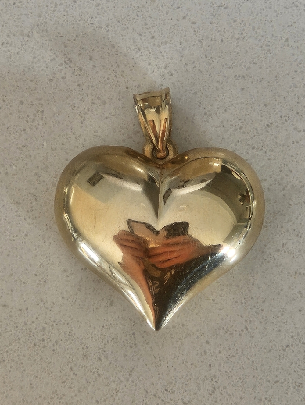 Solid 14k Yellow Gold Puffy Heart Pendant Necklace Charm - Picture 5 of 5